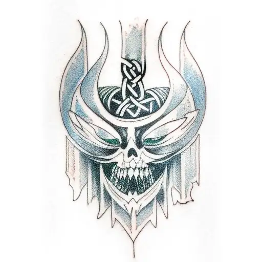 Norse Mythology Themed Tattoo On Throat