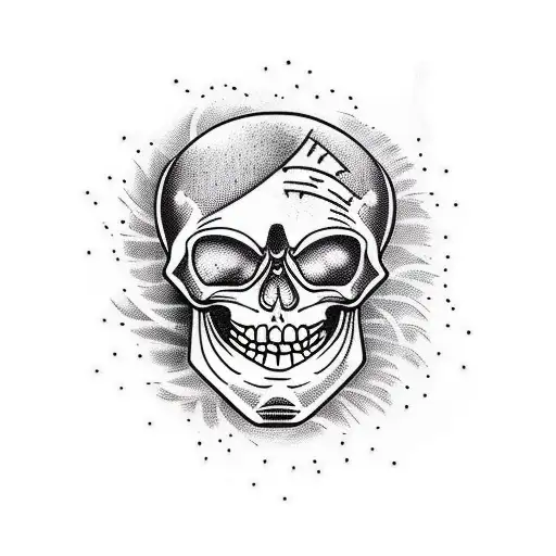 Beach Sunset With Skeleton Construction Worker