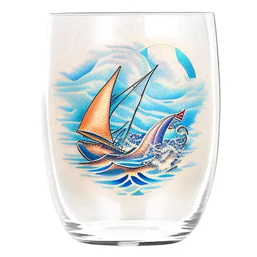 Libbey Wine Glass With Ocean Scene Inside