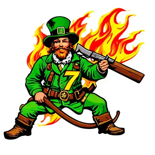 Leprechaun Firefighter With Fire Maltese Cross Number 7