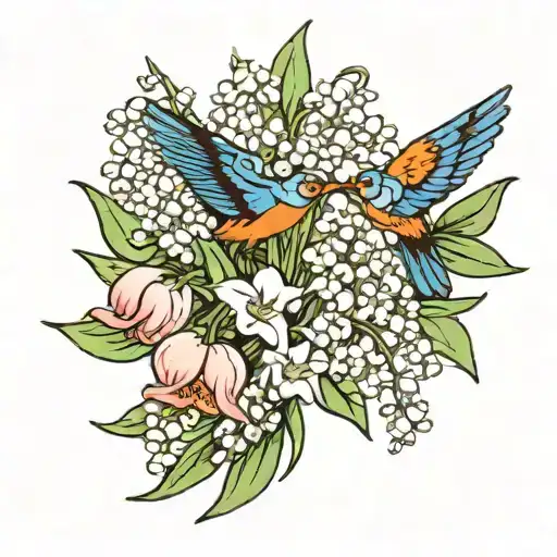 Lilly Of The Valley And Bird
