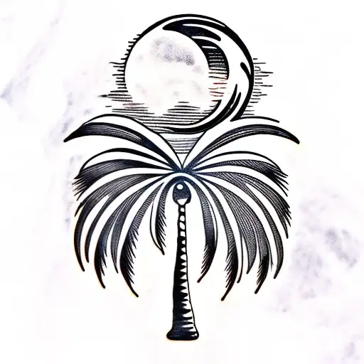 Palm Tree And Moon