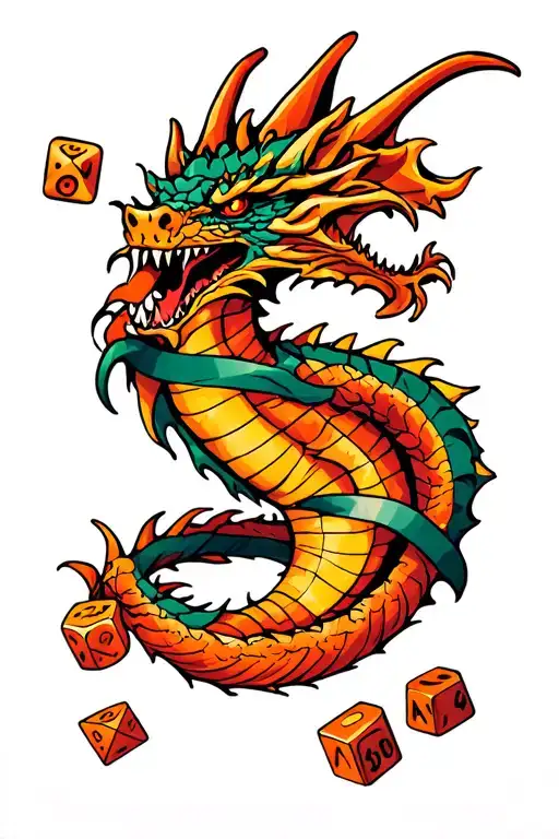 Dnd Dice And Dragon Wrapped