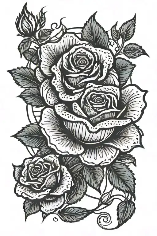 Geometric Style Rose Surrounded