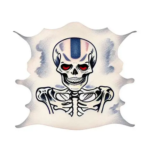 Skeleton Taking Off Theatre Mask