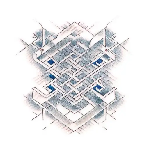 Traditional Style Tattoo Of A Car Engine Made Entirely Of Lines Of Code