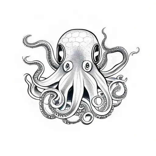 Feminine Octopus Surrounded By Mystical Symbols