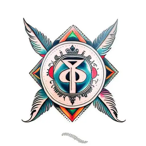 Tribal Feathers With Roman Numeral 5