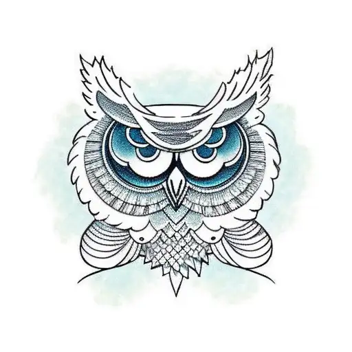 A Neo-traditional Owl With Stoic Symbols Incorporated In The Design