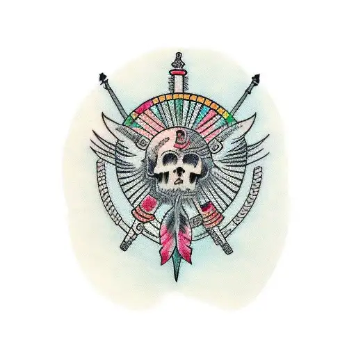 Tribal Feathers With Roman Numeral 5