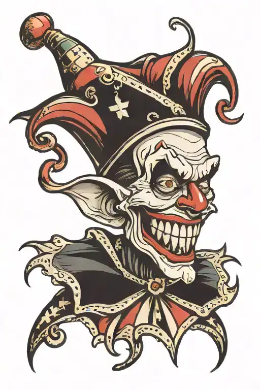 Evil Jester Smiling Tattoo Design