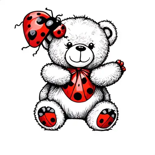 Ladybug On A Teddy Bear