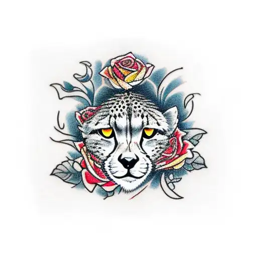 Cheetah With Long Rose