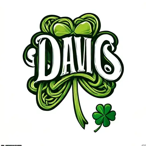 Four Leaf Clover With The Celtic Font Saying Davis Inside