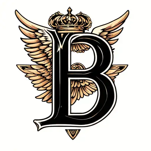 Initial B In Regal Font With Wide Wings Either Side
