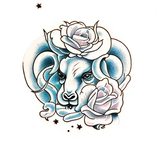 Aries Ram With Roses