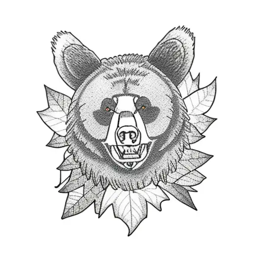 Black Bear Fall Leaves Background