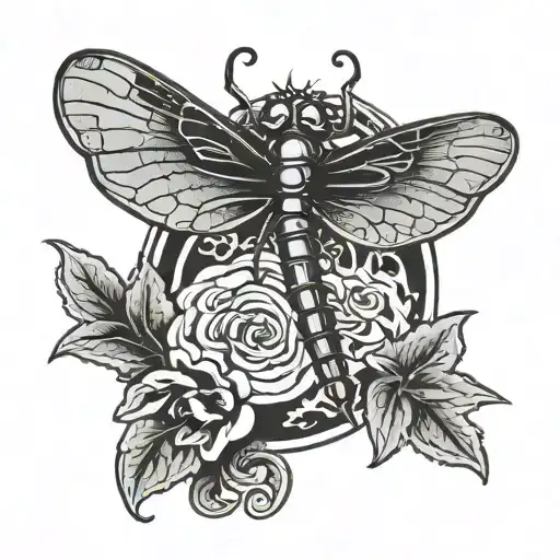 Dragonfly Perched On Semi Colon Symbol Made