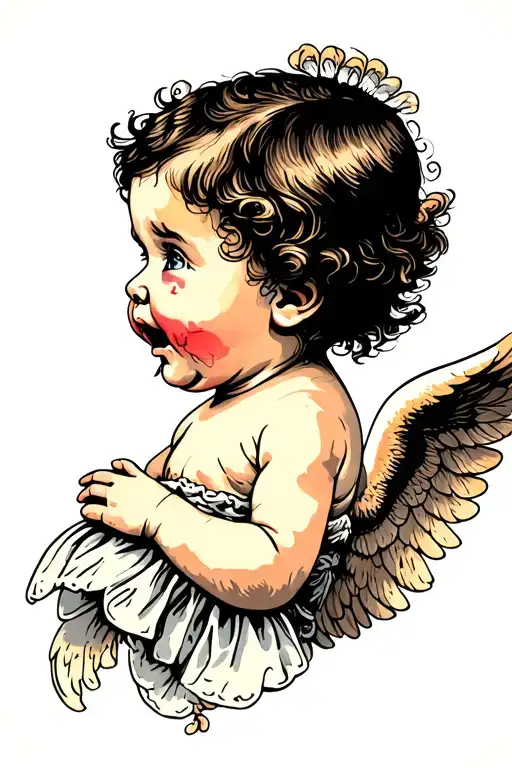 Side Profile Of A Crying Baby Angel