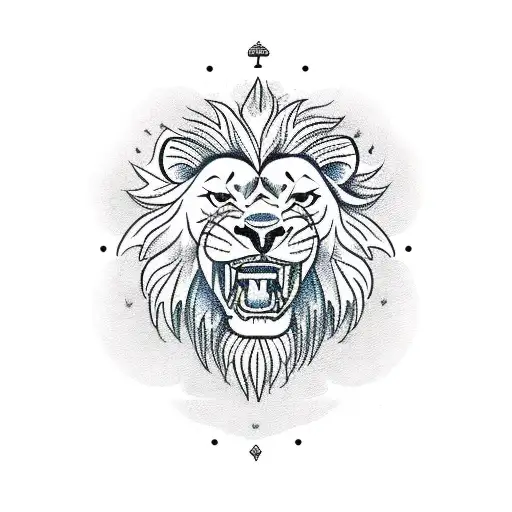 A Traditional-style Lion Roaring While Holding A Tennis Racket