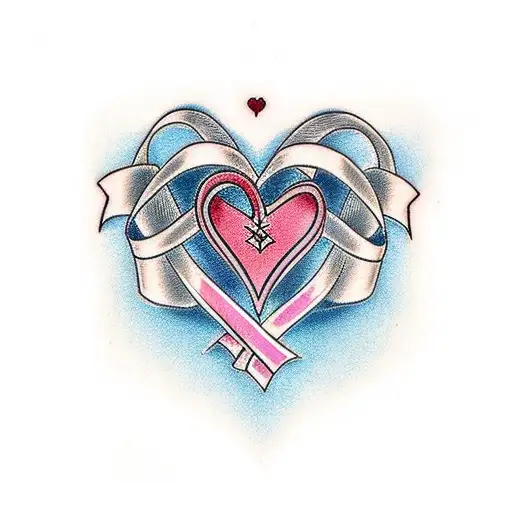 Two Cancer Ribbons That Make A Heart