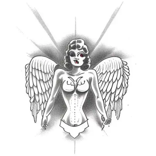 Back Of Angel On His Knees