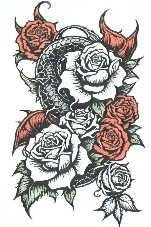 Dragon Spine Tattoo Roses
