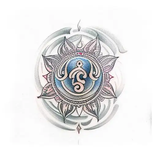 Hindu Tattoo With Sree Chakra On Biceps