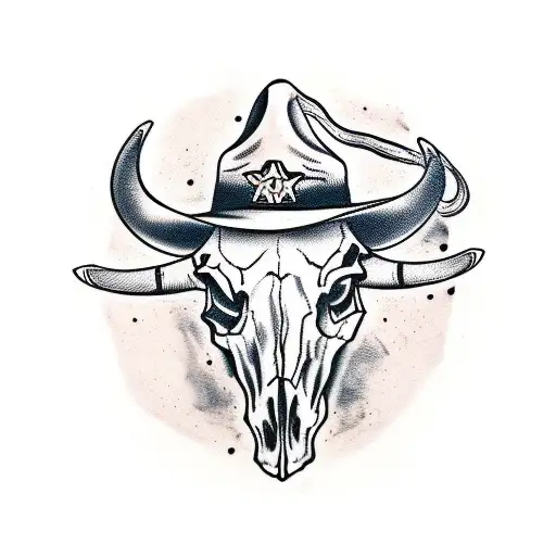 Bull Skull With Cowboy Hat