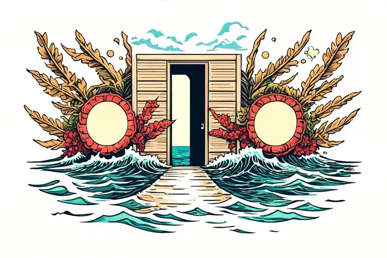 Dopamine Element With Slightly Open Door Leading To The Ocean