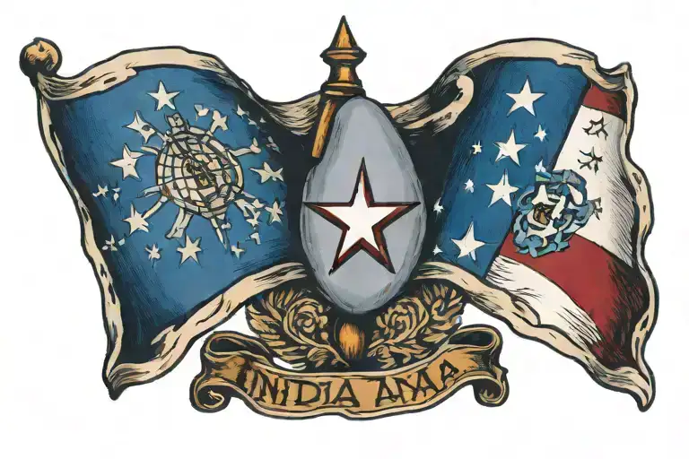 Indiana And Texas Flags Crossed