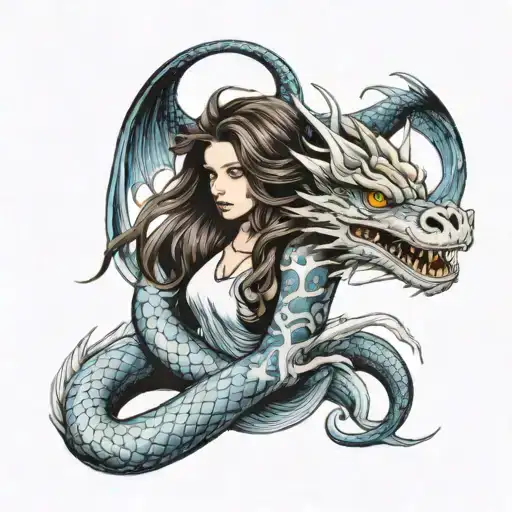 Girl With Long Hair And Blue Eyes White Dragon