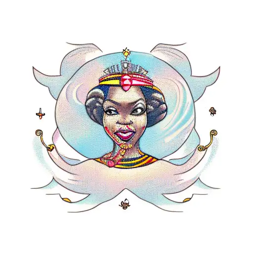 Queen African Lady Holding A Planet