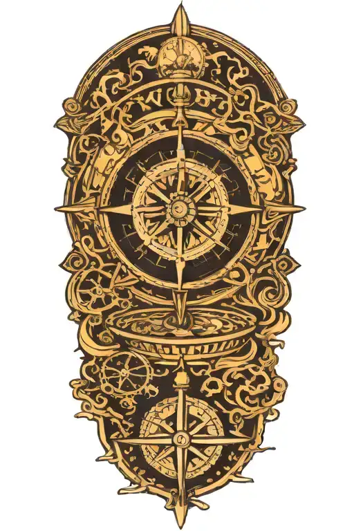 Nautical Compass With Scuba Diver