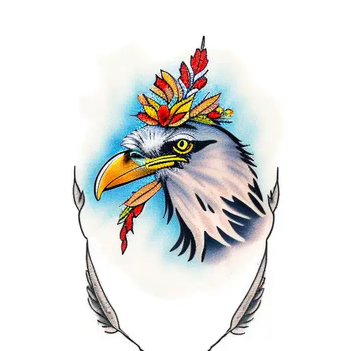 Raven With Flowers Fighting Eagle