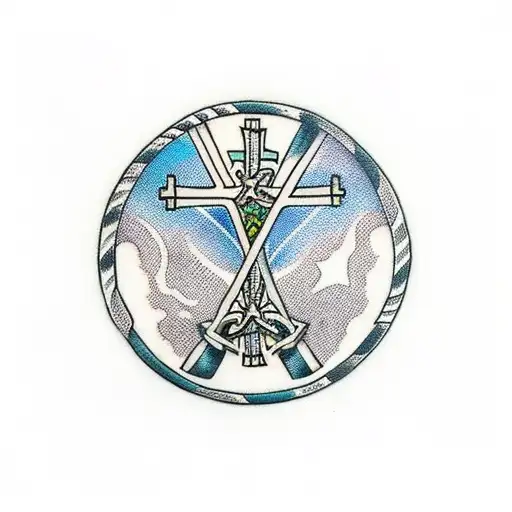 Cross With Tribal Patten Background And Ross