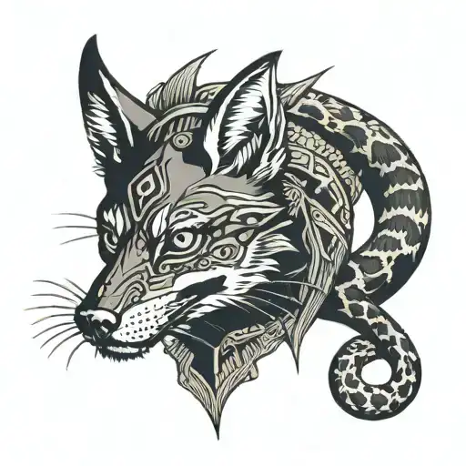 Jackal With Ball Python Snake Wrapped