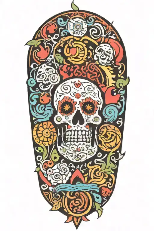 A Tattoo Combining Italian Symbols Of Luck With Trippy Island Themes