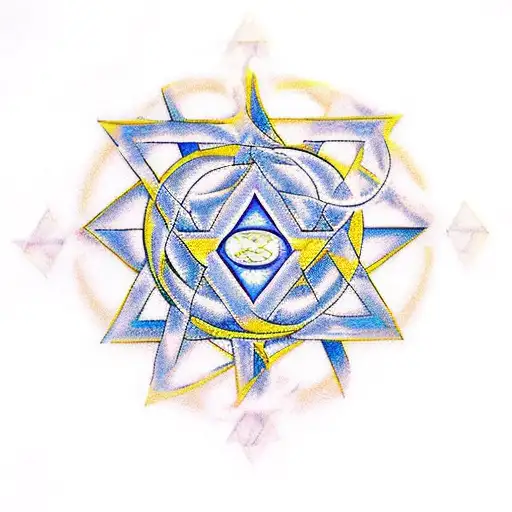 A Heart-shaped Star Of David Surrounded By Swirling Hebrew Letters