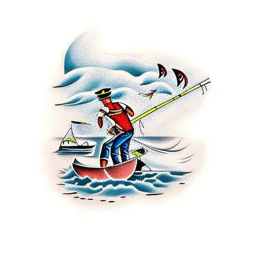 Two Guys Fishing From Boat