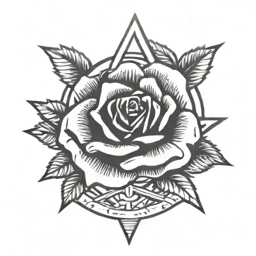 Anarchy Symbol And Rose Minimalism Style Draw