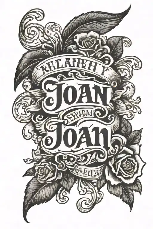 Small Name Tatto With The Name Joan Using A Mix Of The Fonts Old English And Script