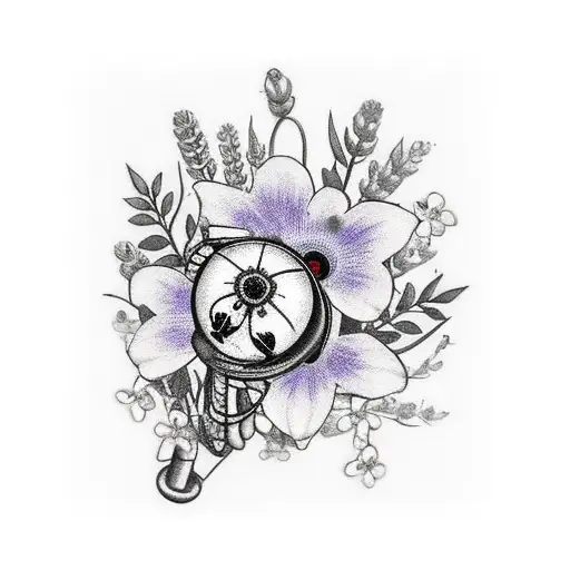 Arm Bracelet With Forget Me Not Flower And Lavander And On A Leaf A Ladybug