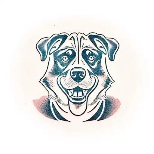 Rottweiler Head With A Heartbeat Line