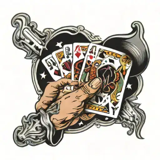 Cowboy Holding Four Aces Poker Card
