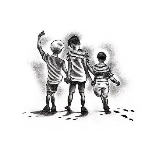 The Silhouettes Of Three Little Boys Holding Hands And Their Names