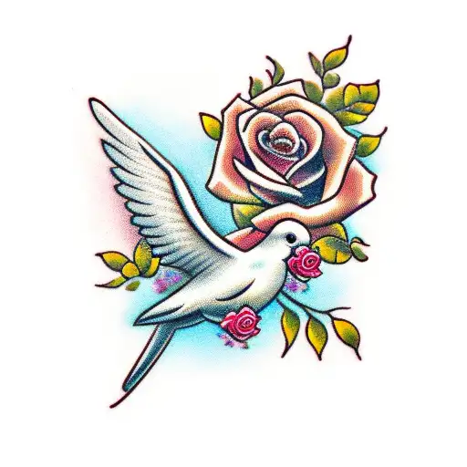 Dove With Roses And Name