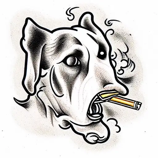 Dog Smoking Cigarette