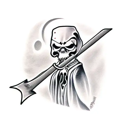 Hooded Grim Reaper With Scythe