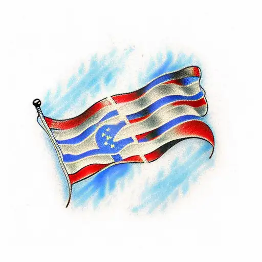 Thin Blue Line Flag With A Suicide Semicolon And Cancer Ribbon